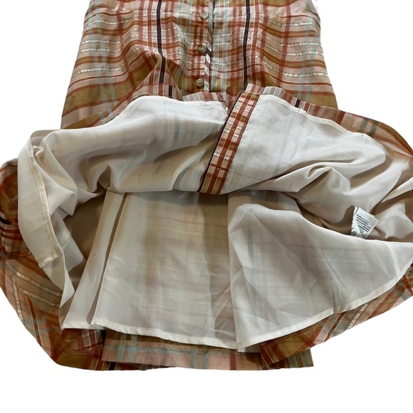 Madewell Silk Blend Orange Shimmer Plaid Mini Dress 2 NWT prairie boho - Picture 14 of 15